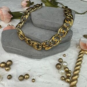 Chunky Gold Tone Chain Necklace Statement Collar